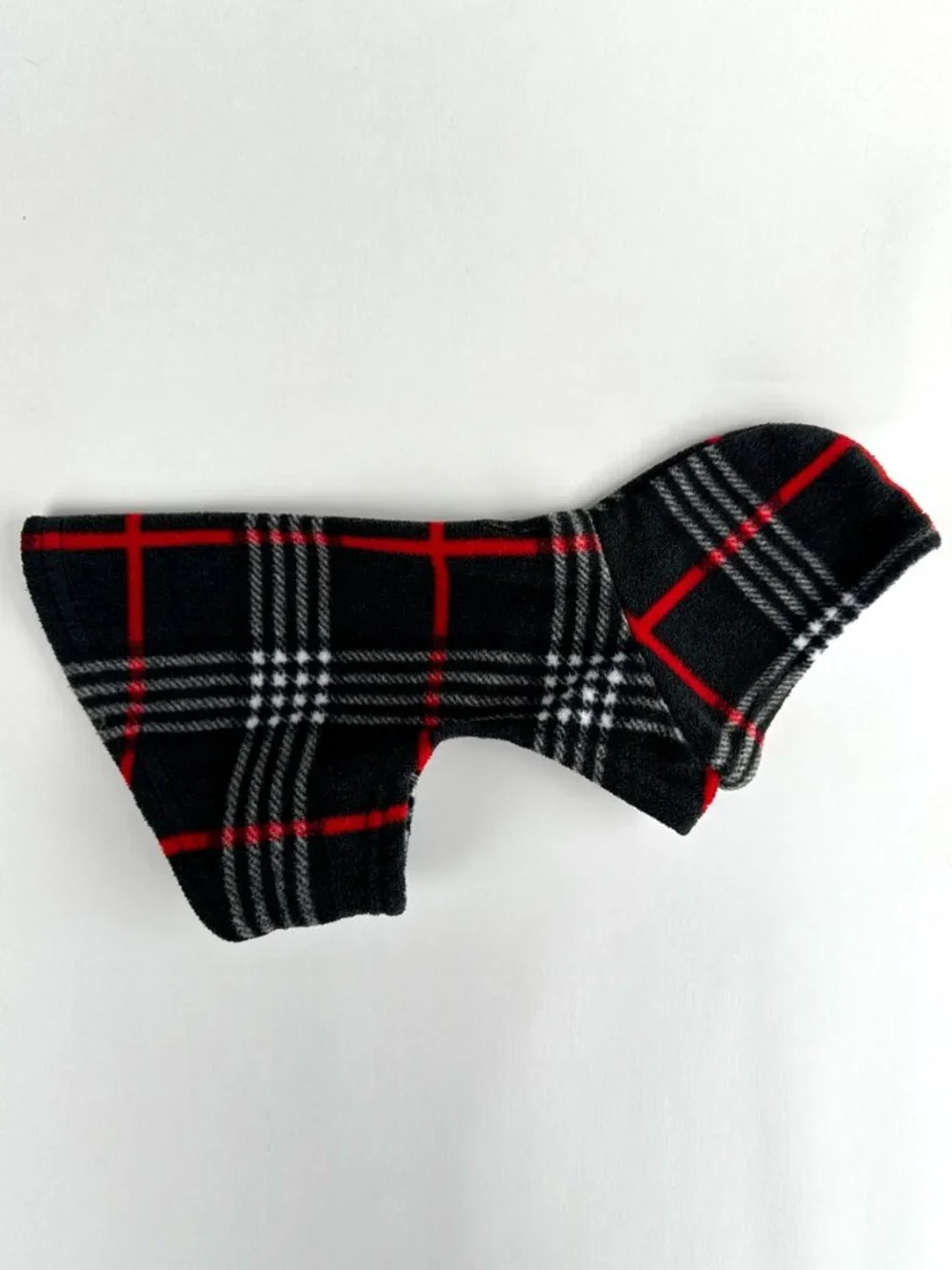 Plaid Fleece Dog Hoodie Black Red White Soft Warm Pullover Puppy Jacket XS